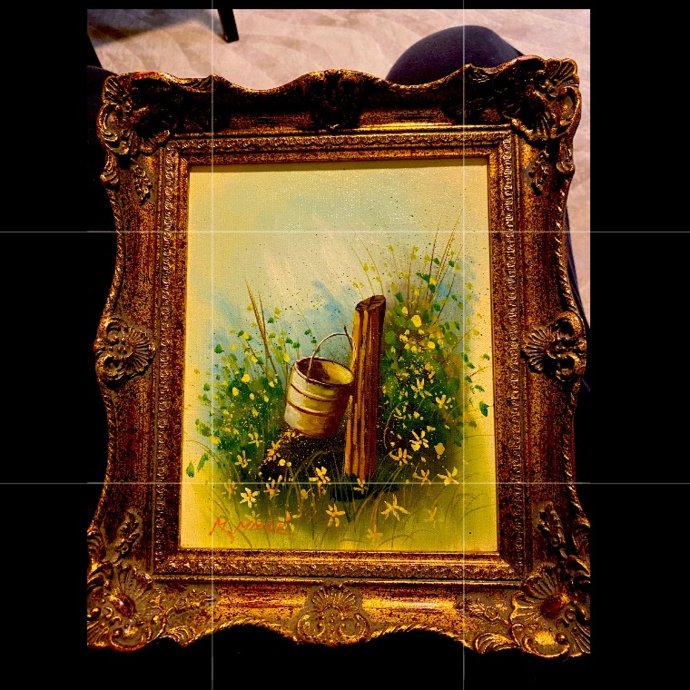 M. Moore original oil still life painting